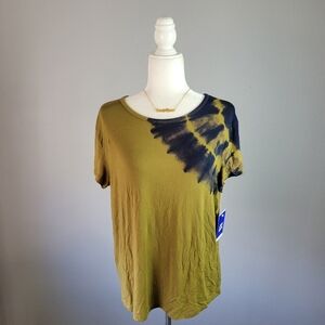 JOY LAB // olive navy-black tie dye short sleeve relaxed fit low back soft top